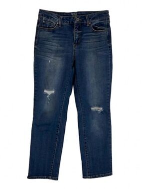 TIME and TRU Distressed Straight Denim Jeans, Women’s 8, Blue